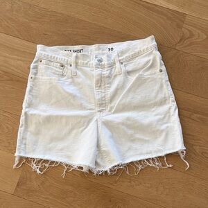 J. Crew Factory White Frayed-Hem Denim Cutoff Shorts